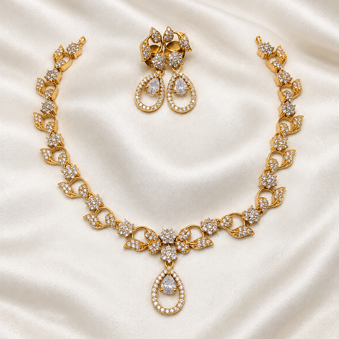 Floral Dropper Partywear Necklace Set