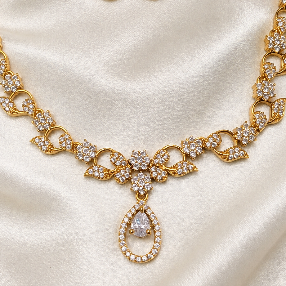 Floral Dropper Partywear Necklace Set