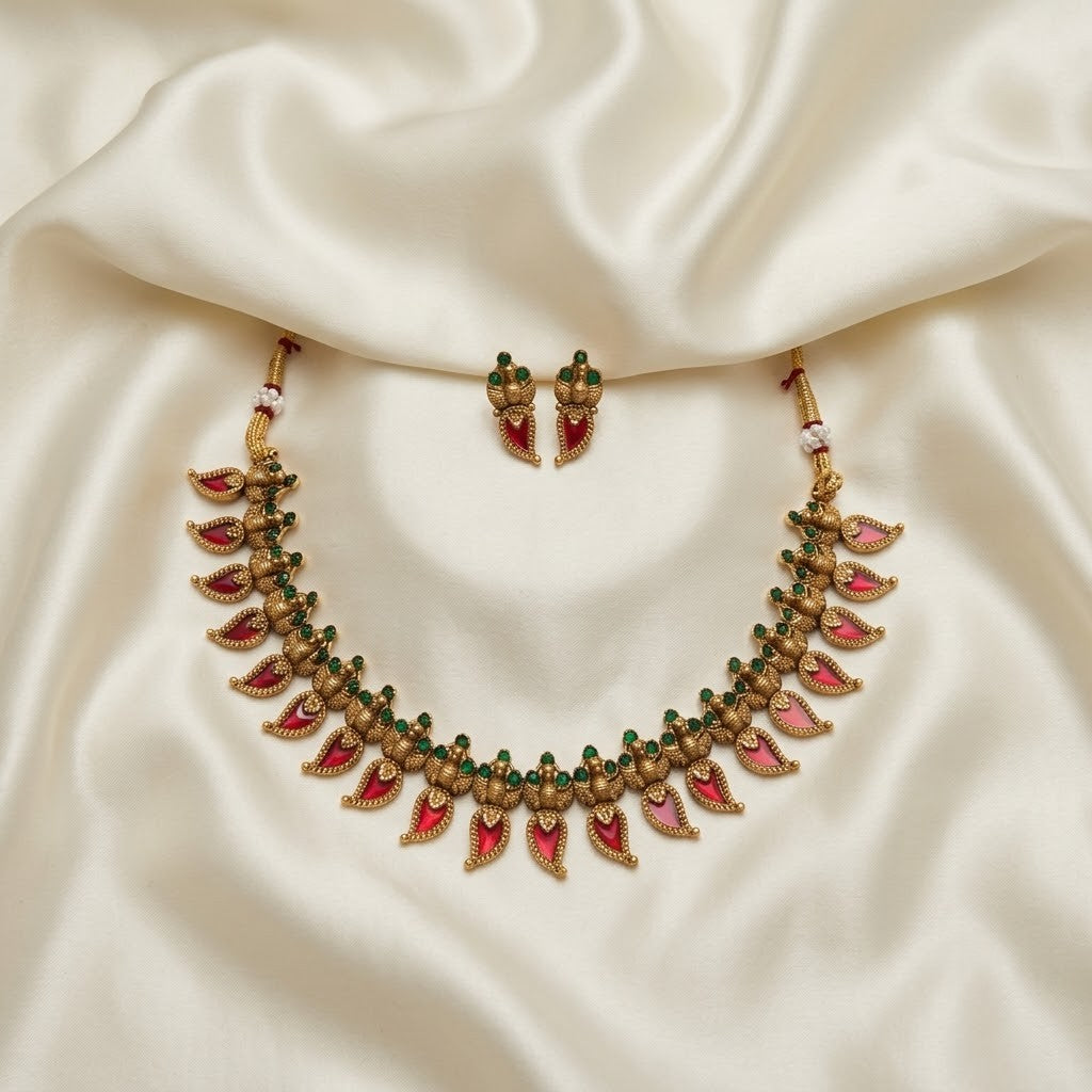Kemp Palakka Antique Gold Necklace Set