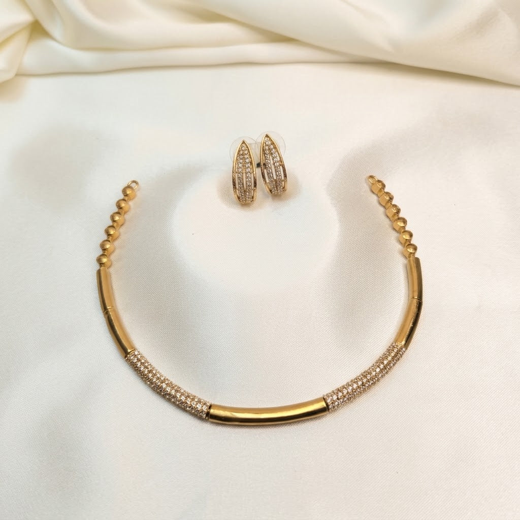 Elegant AD Hasli Partywear Cuff Necklace Set