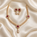 Gemstone Diamond Replica Partywear Drop Necklace Set