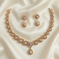 Arhoha Traditional Gold Plated Diamond Replica Drop Simple Partywear Floral Necklace Set.