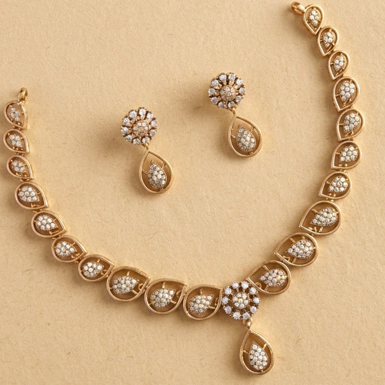 Diamond Replica Drop Simple Necklace Set