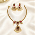 Traditional Red Attigai Necklace Set