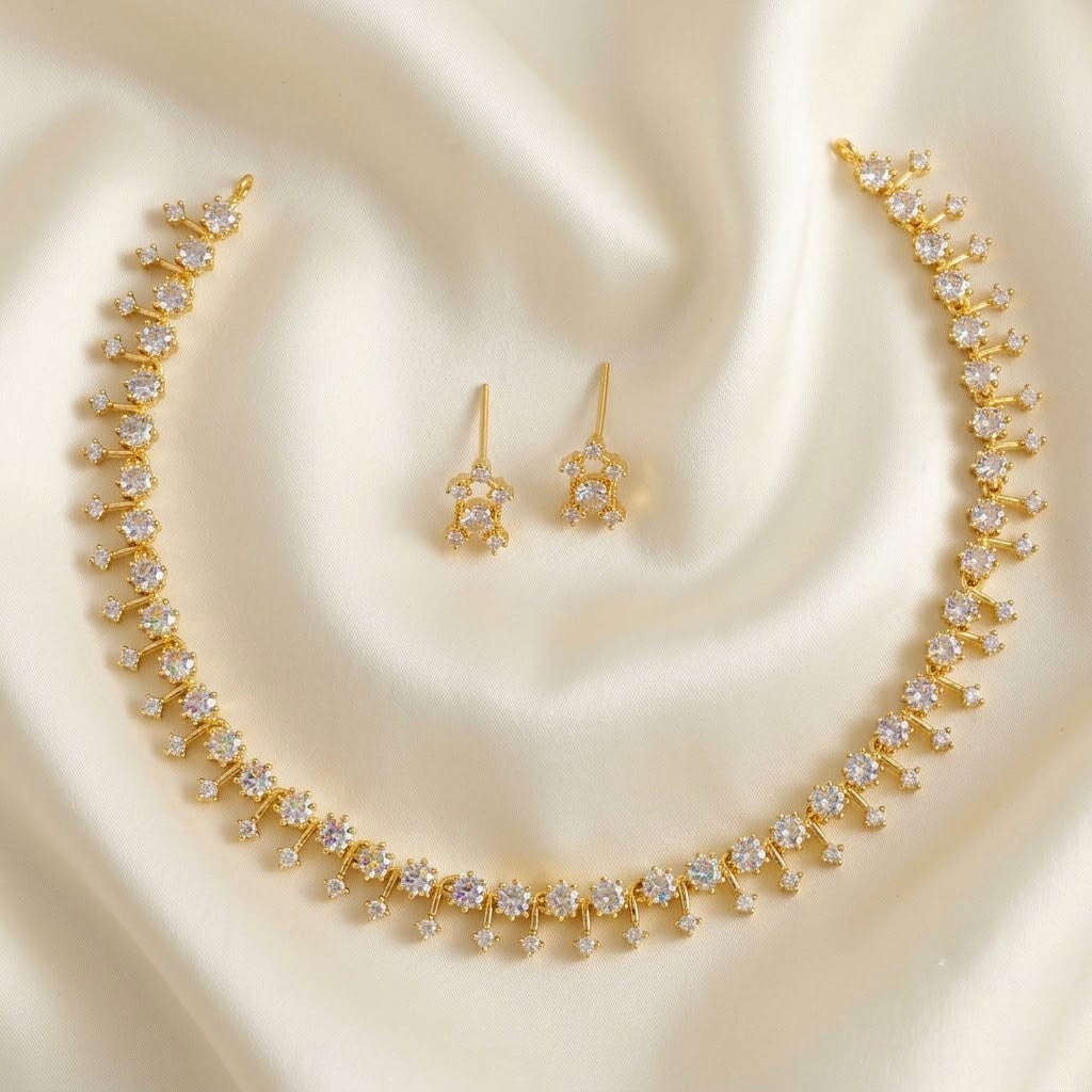 Diamond Replica Simple Partywear Necklace Set