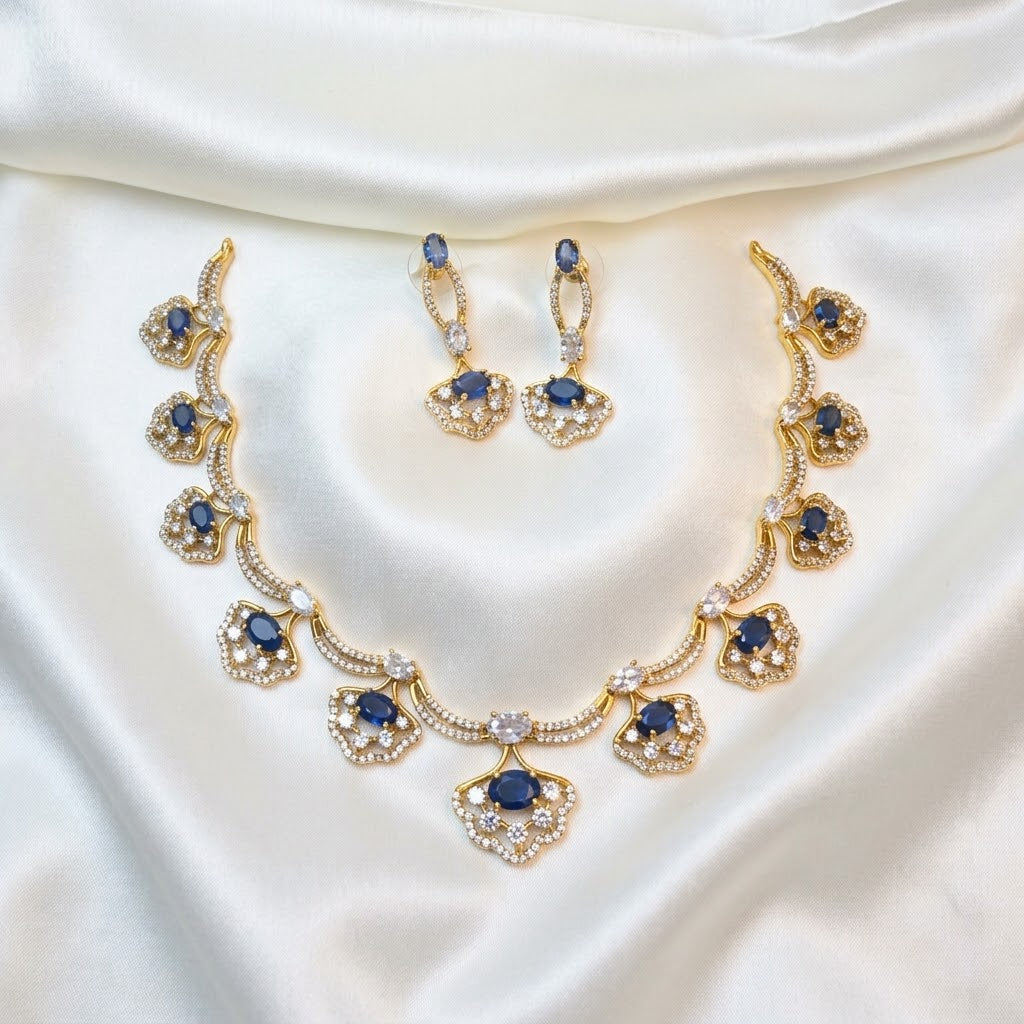 Diamond Gemstone Replica Partywear Necklace Set