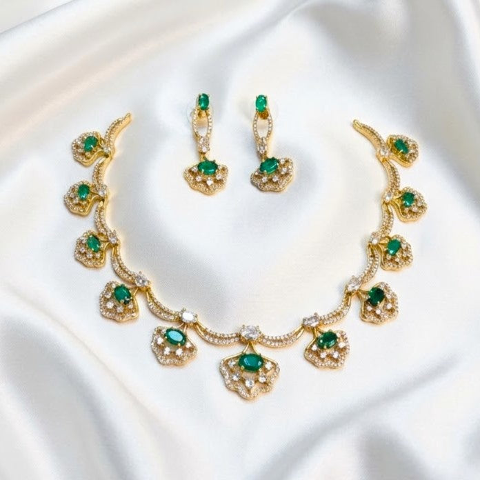 Diamond Gemstone Replica Partywear Necklace Set