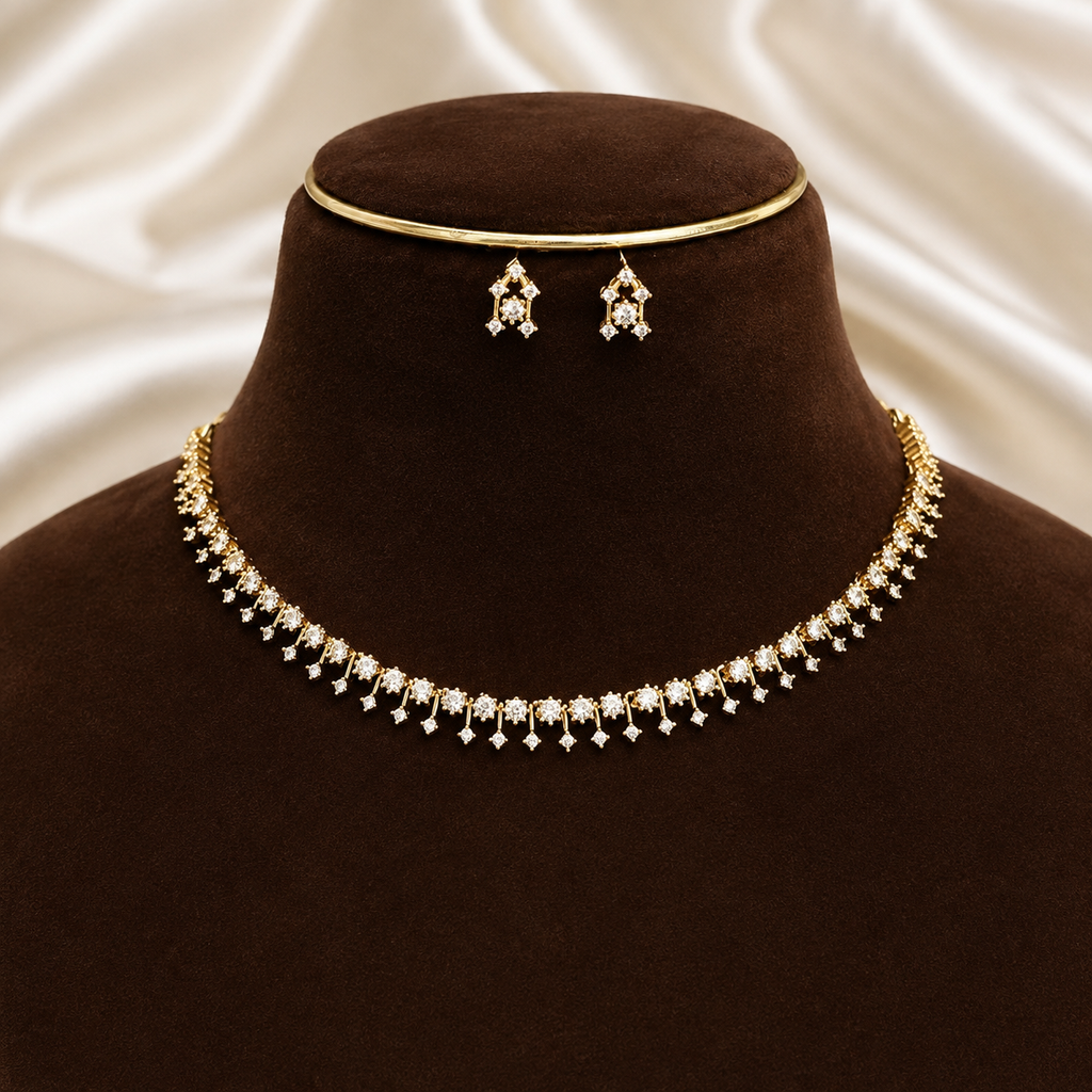 Diamond Replica Simple Partywear Necklace Set