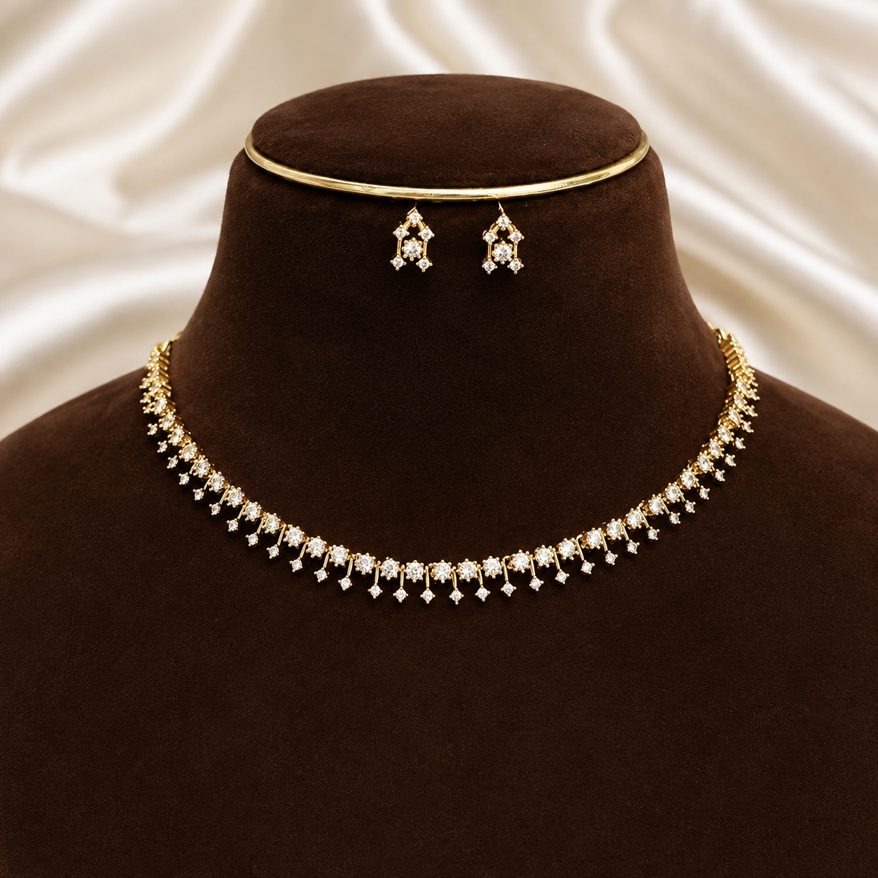 Diamond Replica Simple Partywear Necklace Set