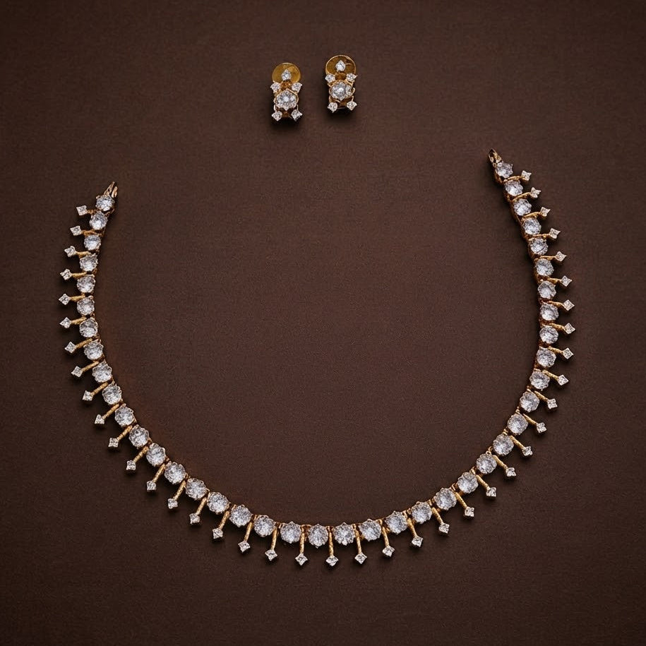 Diamond Replica Simple Partywear Necklace Set