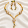 Statement Emerald Diamond Drop Necklace Set