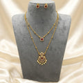 Ruby Peacock Pendant Double Layer Necklace Set