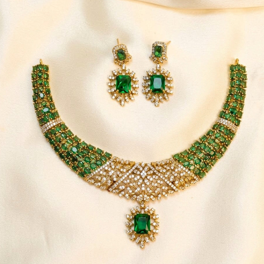 Gemstone Diamond Replica Stone Studded Necklace Set