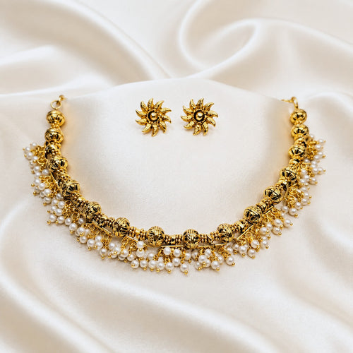 Cluster Pearl Ball Necklace Set