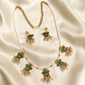 Emeralg green Pearl Enamel lotus Mughal Necklace set