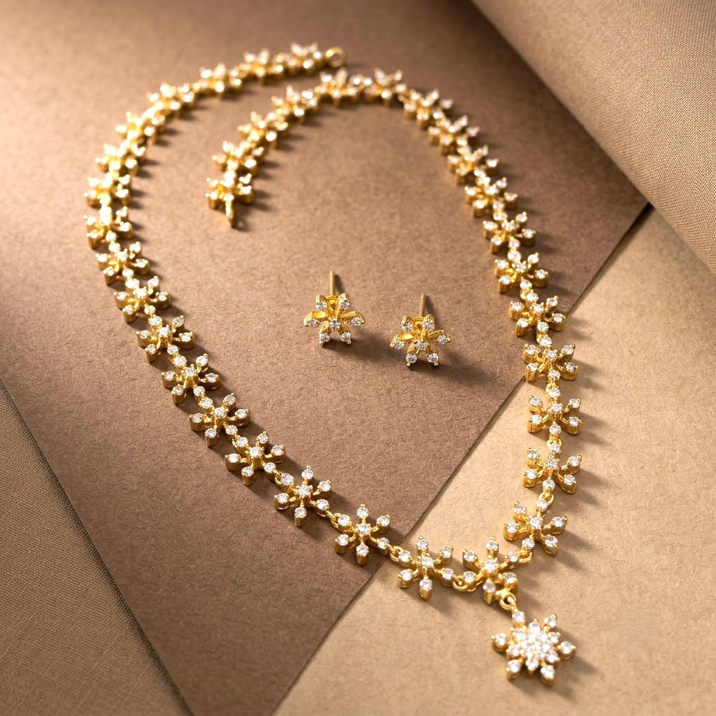 Nakshatra Diamond Replica Long Necklace Set