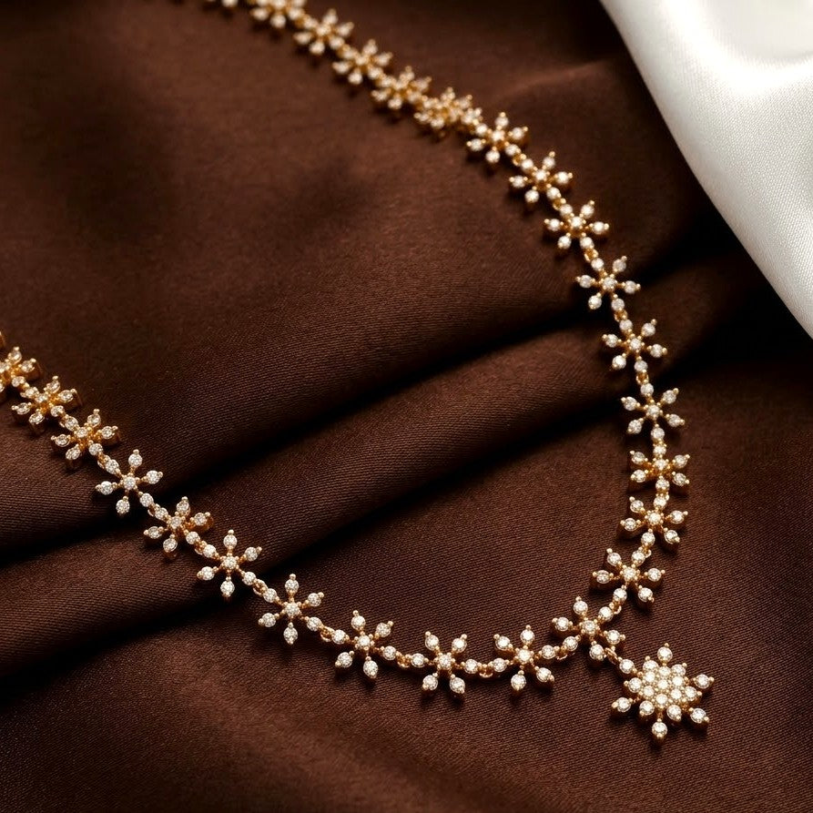 Nakshatra Diamond Replica Long Necklace Set south indian hyderabad bridal