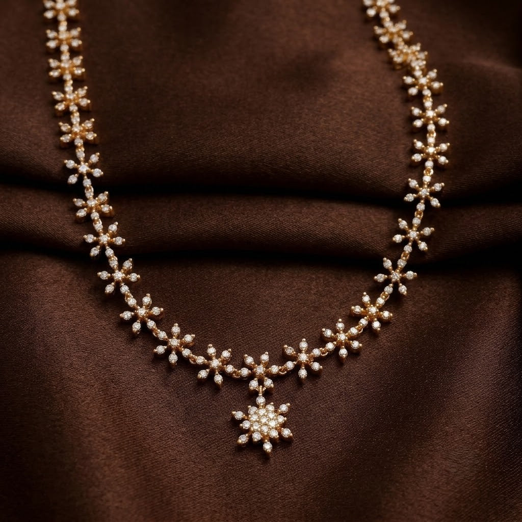 Nakshatra Diamond Replica Long Necklace Set