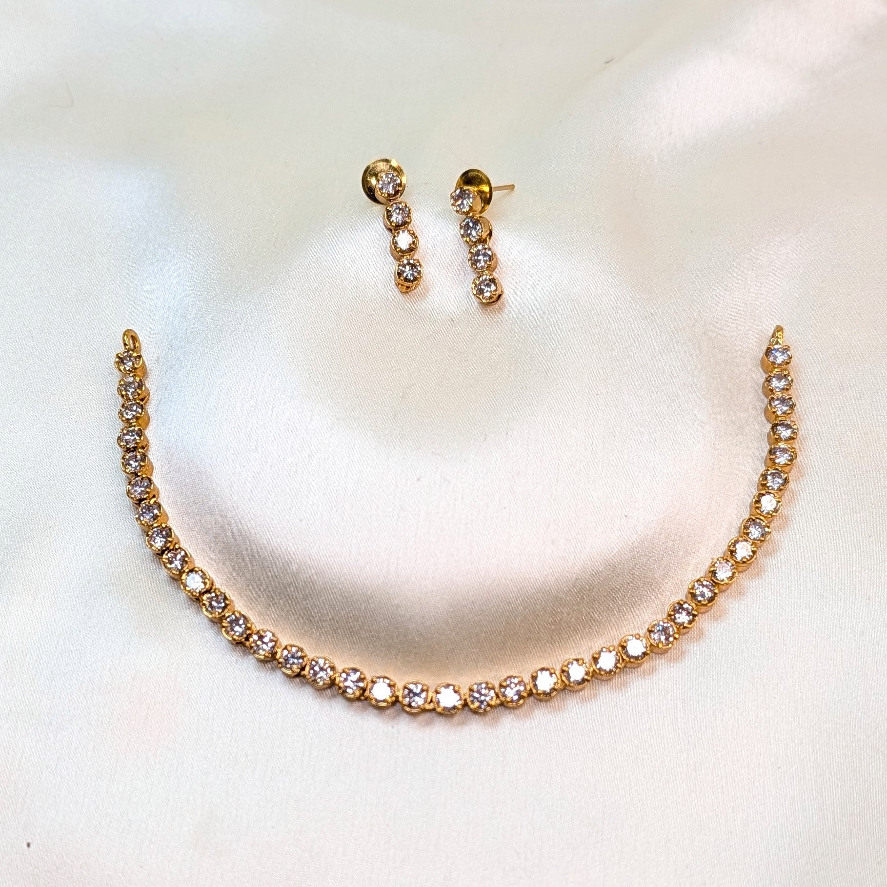 Tennis solitaire diamond replica necklace set
