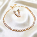 Diamond Replica Gold Plated Tennis Necklace Set