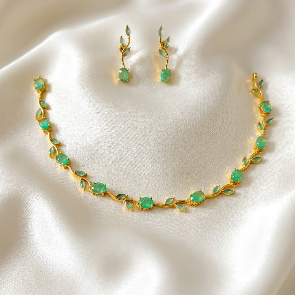 Vine Floral Gemstone Replica Necklace Set
