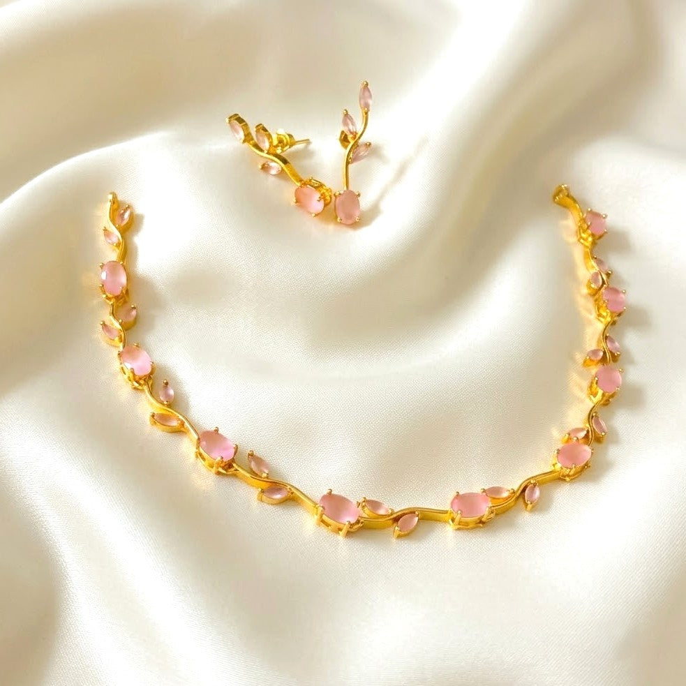 Vine Floral Gemstone Replica Necklace Set