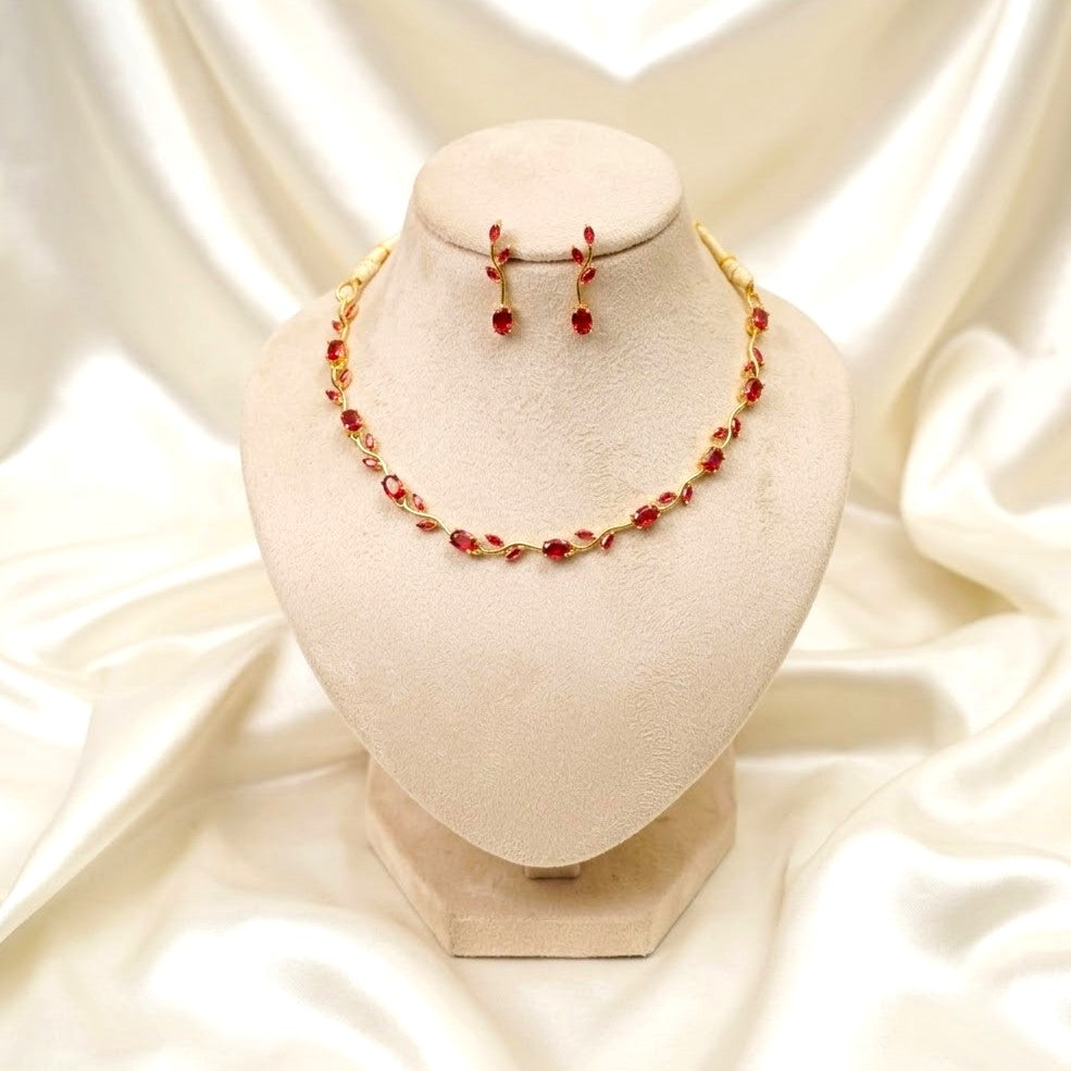 Vine Floral Gemstone Replica Necklace Set