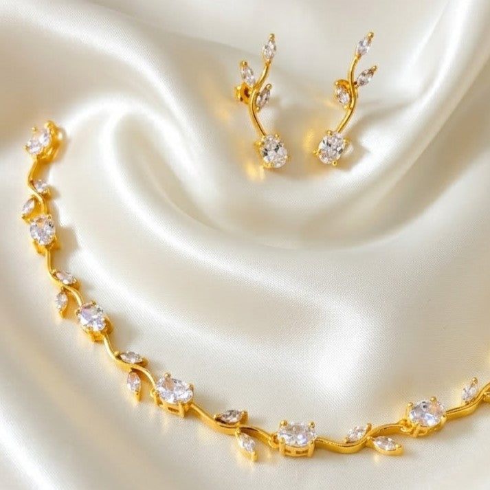 Vine Floral Gemstone Replica Necklace Set