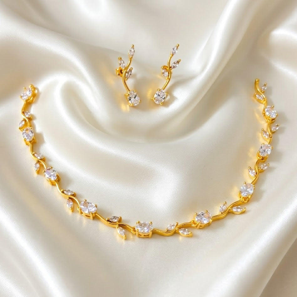 Vine Floral Gemstone Replica Necklace Set