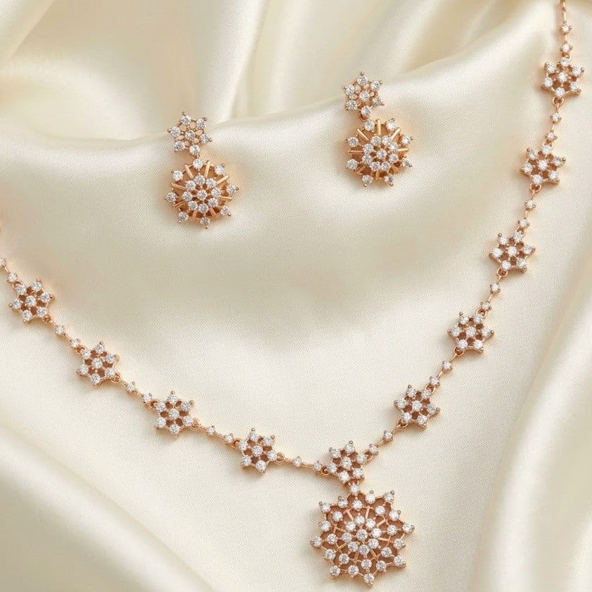 Diamond Replica Nakshatra Pendant Necklace Set
