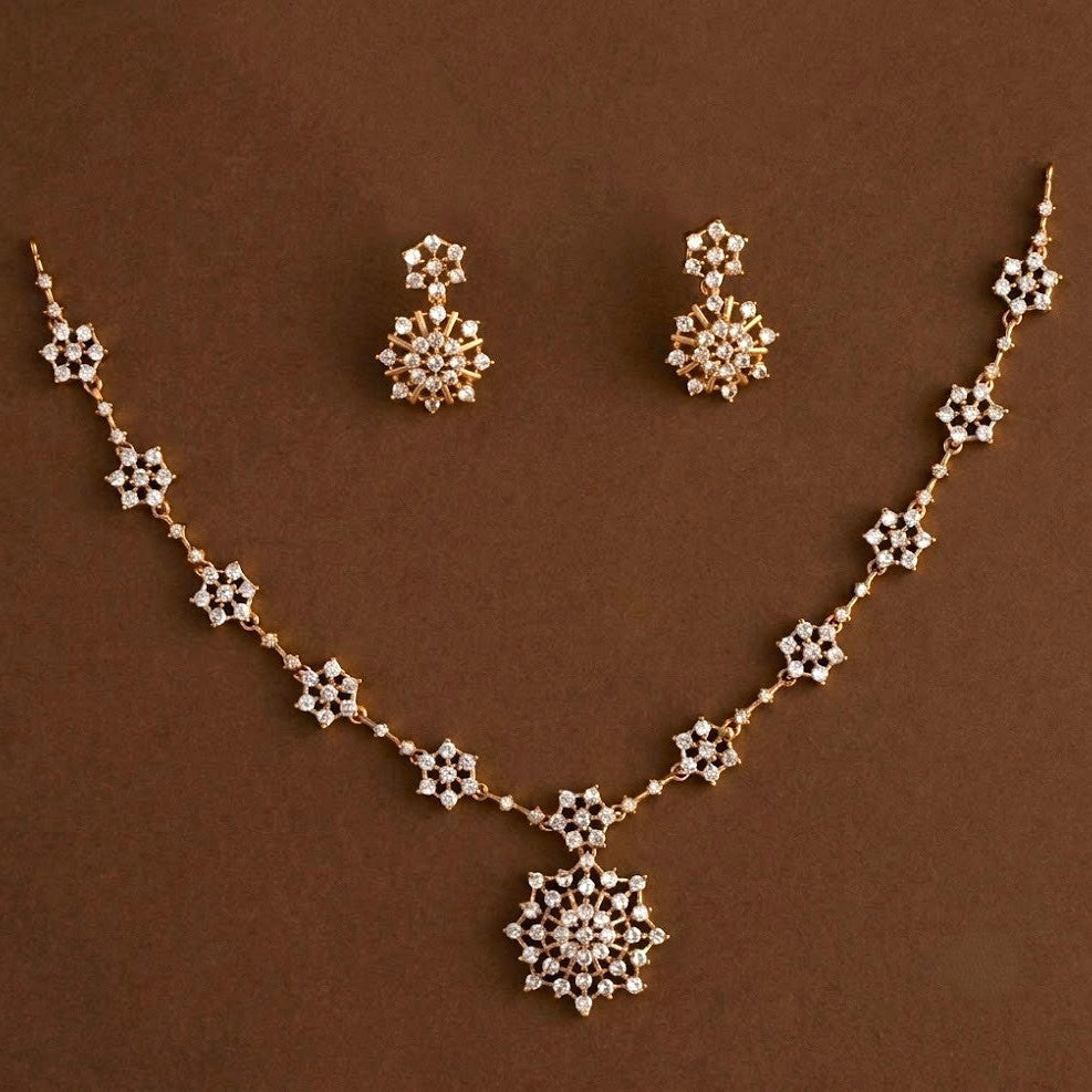 Diamond Replica Nakshatra Pendant Necklace Set