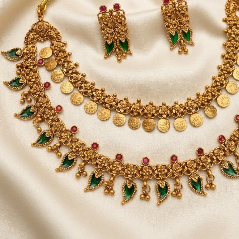 Layer kashumala Palakka Necklace Set