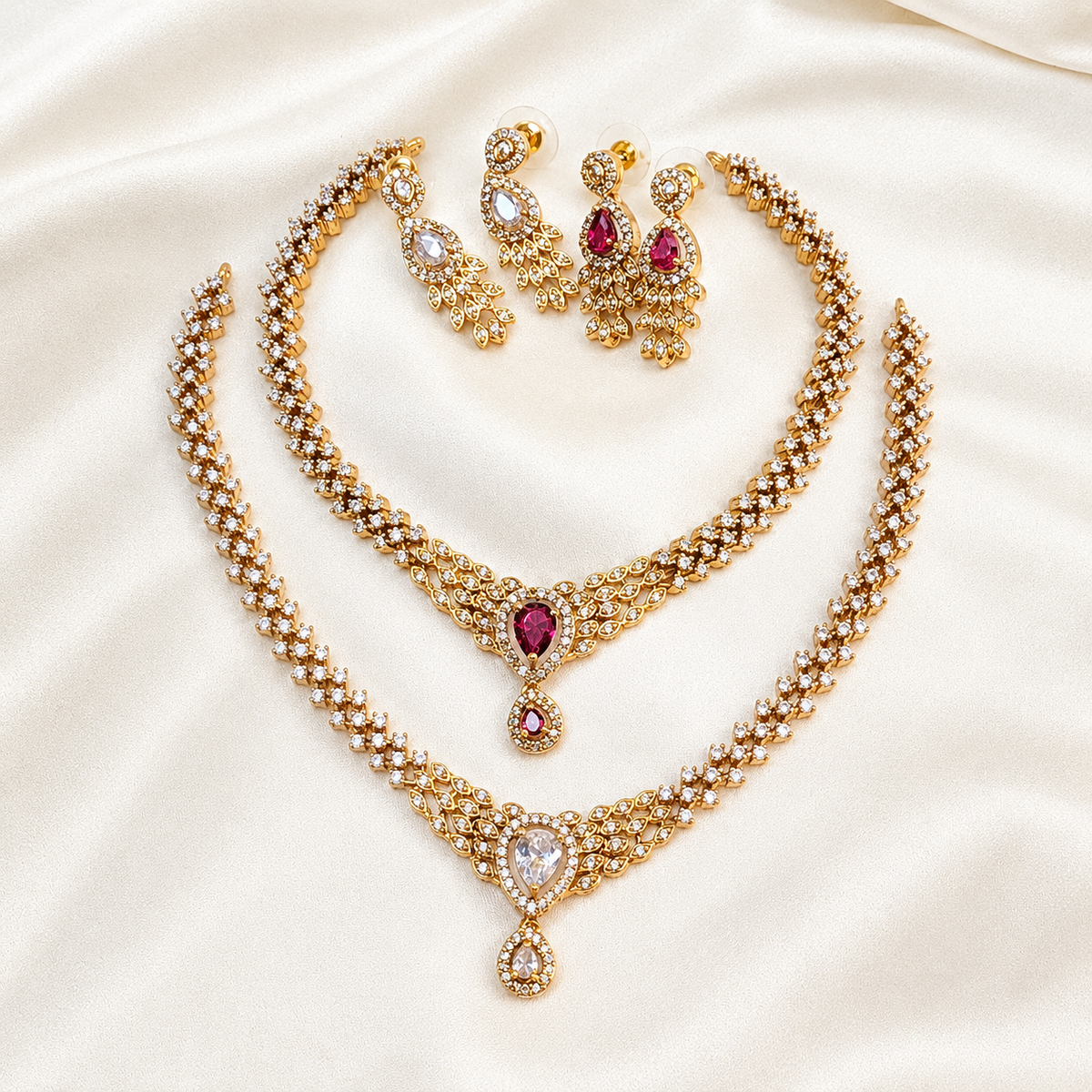 AD Partywear Drop Necklace Set