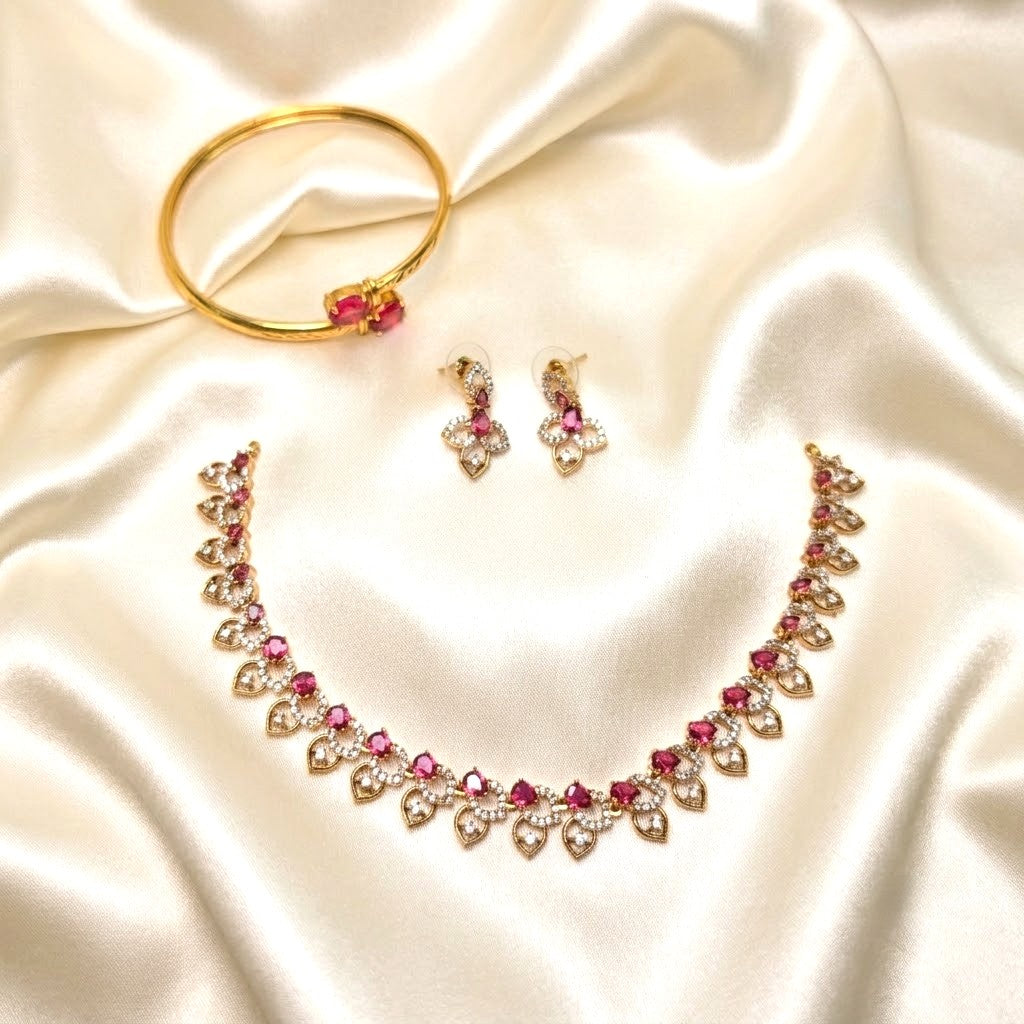 Gemstone AD Partywear Combo Necklace Set