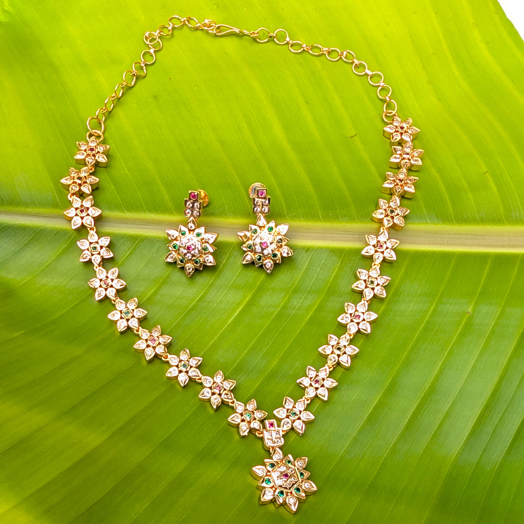 Micro Gold plated nakshatra pendant necklace attigai set traditionl arhoha jewels