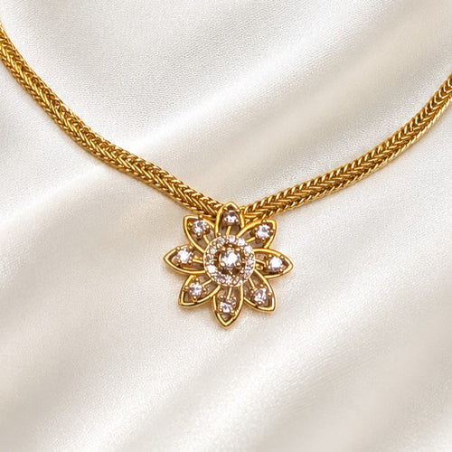 AD Floral Pendant Attigai Necklace Set