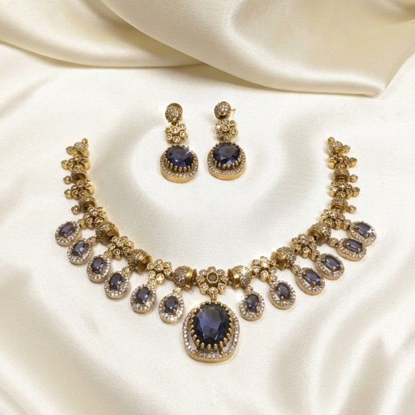 Amethyst Drop Victorian Partywear Necklace Set