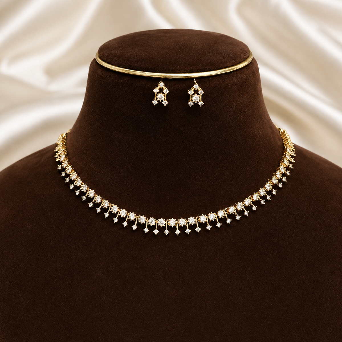 Diamond Replica Simple Partywear Necklace Set