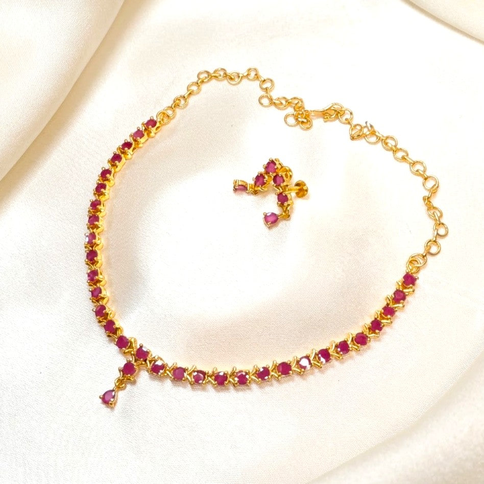 Gemstone Replica AD Drop Necklace Set