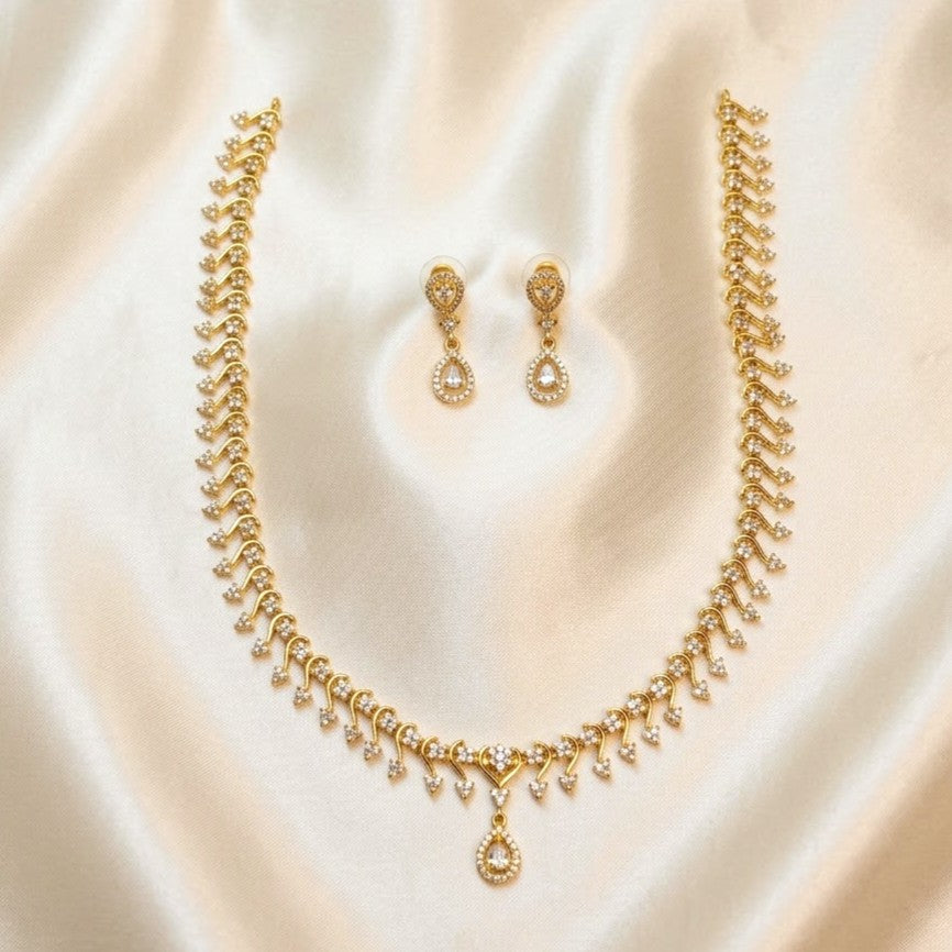 Drop AD Long Haram Partywear Necklace Set