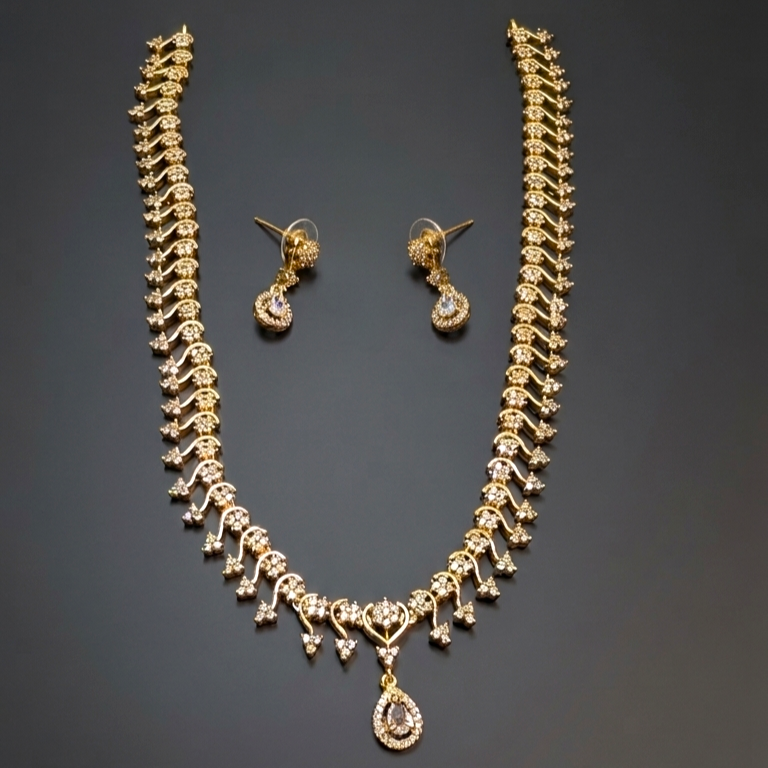 Drop AD Long Haram Partywear Necklace Set