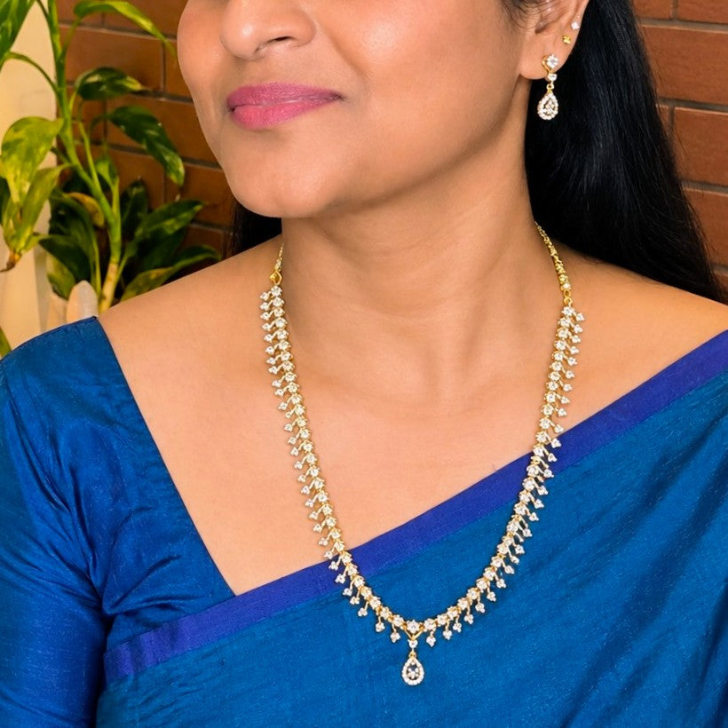Drop AD Long Haram Partywear Necklace Set