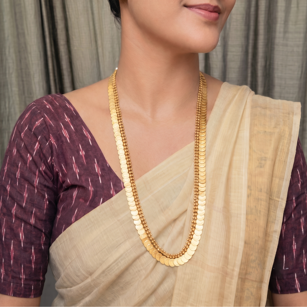 Antique GoldLakshmi Long Coin  Kaasumala Kaashumala Hram Necklcae Set