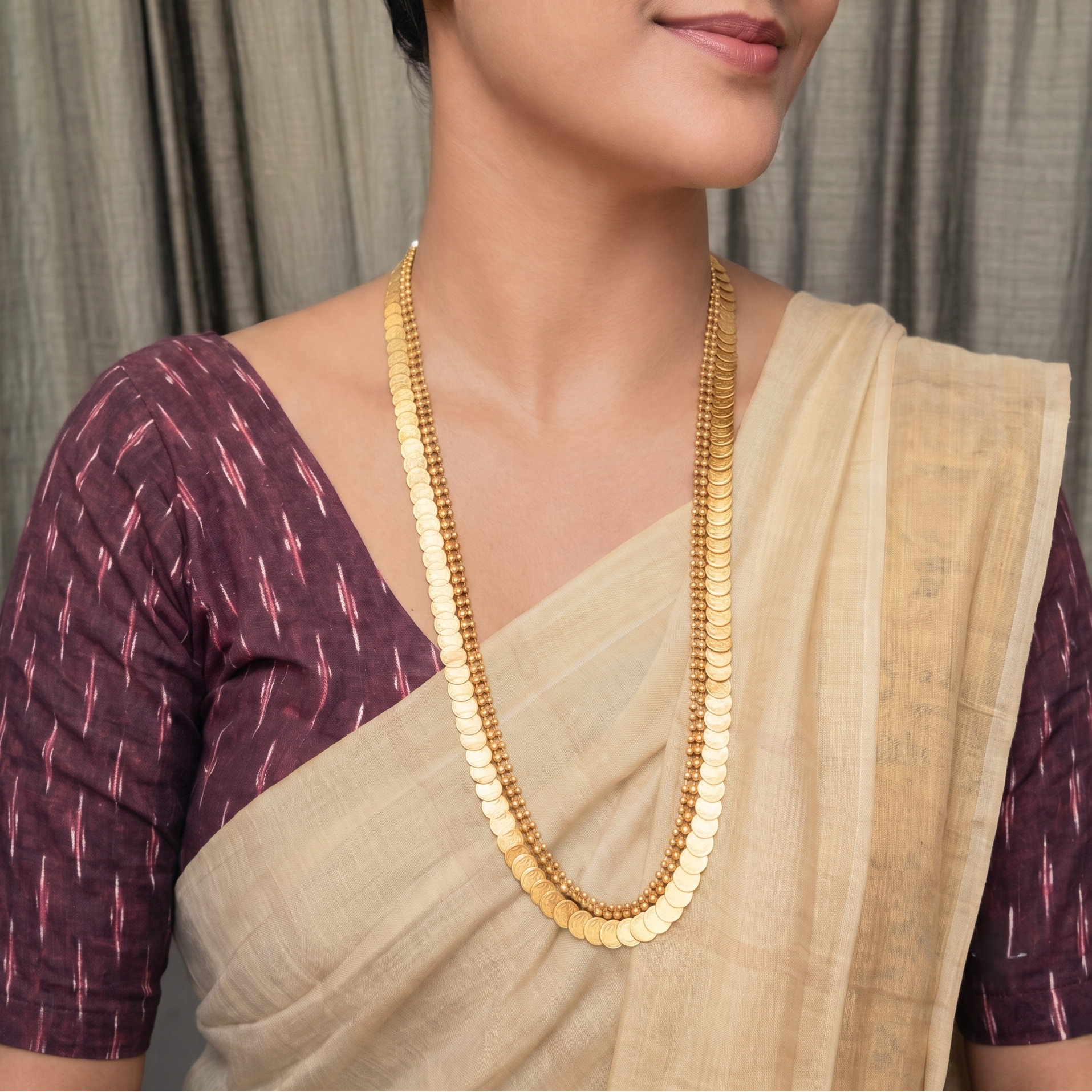 Antique GoldLakshmi Long Coin  Kaasumala Kaashumala Hram Necklcae Set