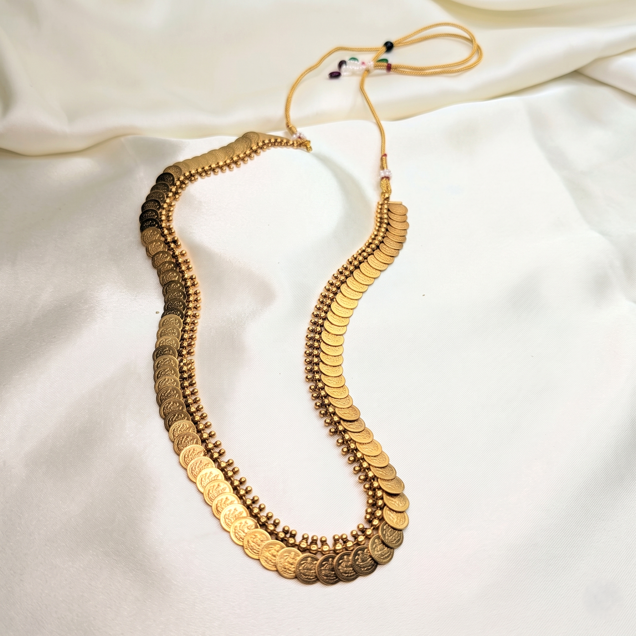Traditional kerala long Antique Gold Kaasumala Necklace Set