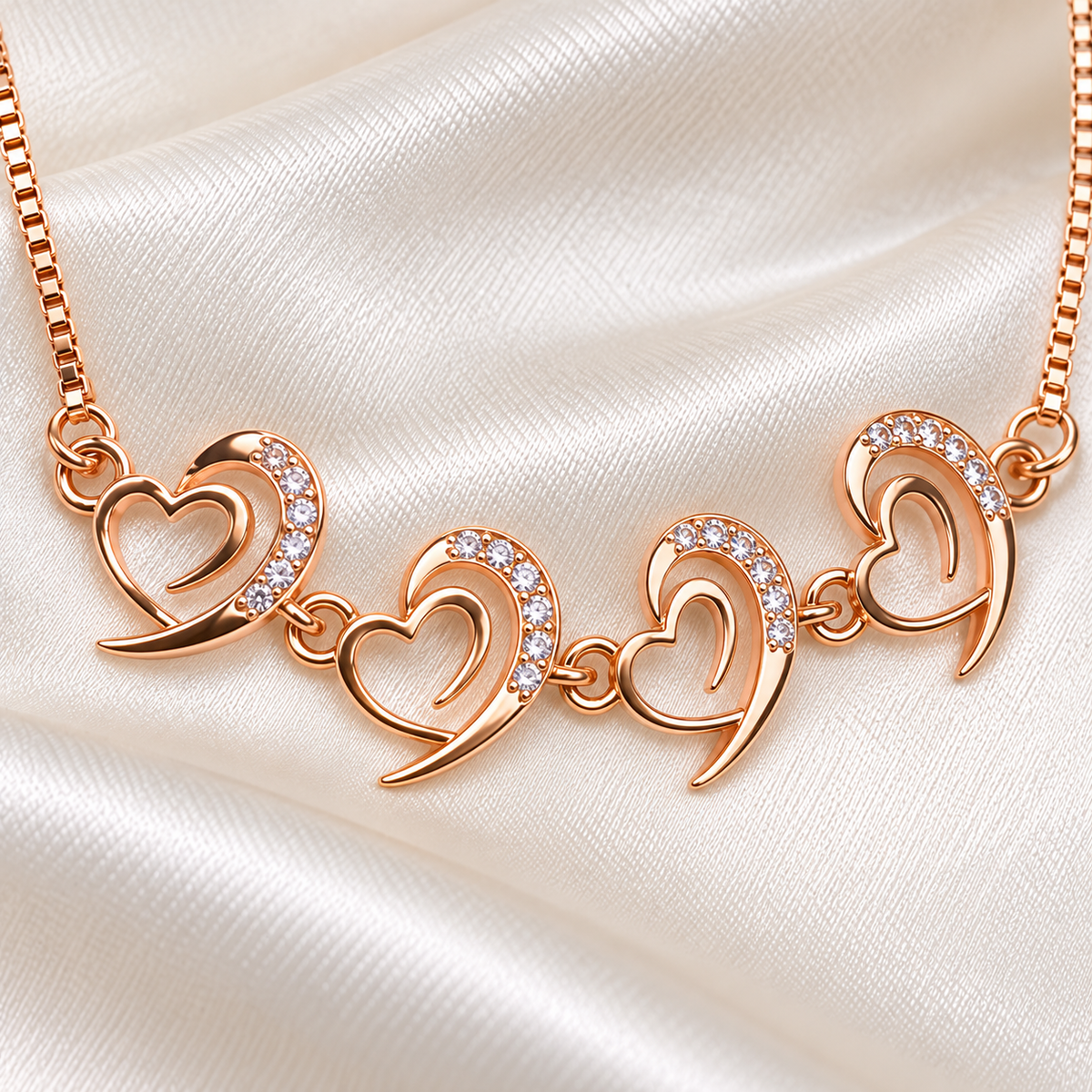 Rose Gold Heart American Diamond Slider Bracelet