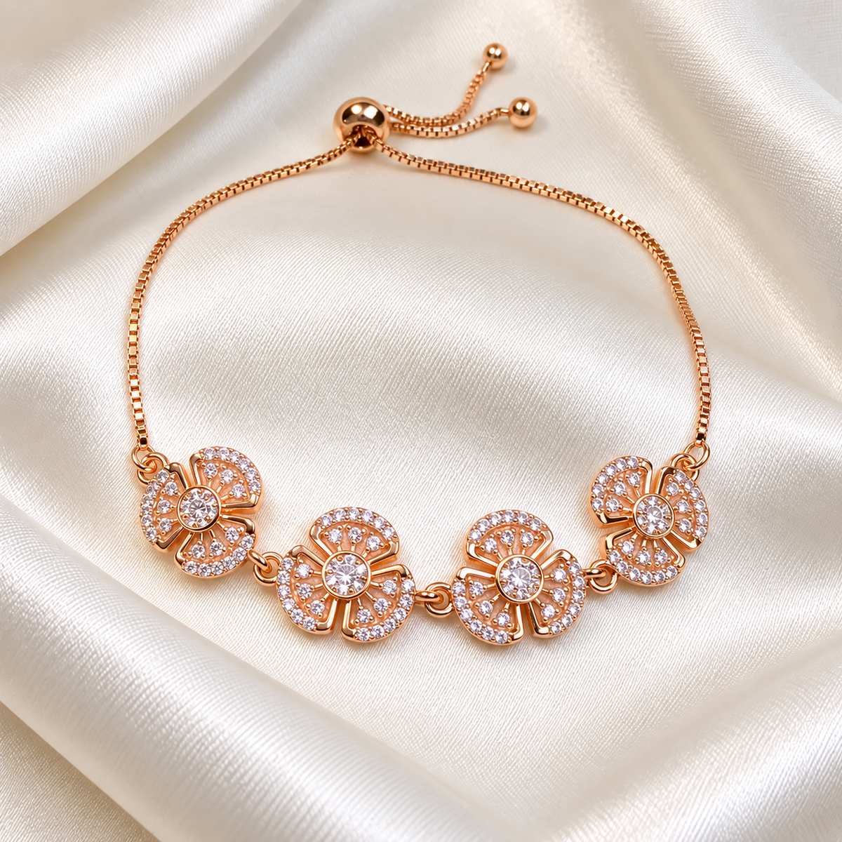 rose gold partywear chic floral swaroskki bracelet