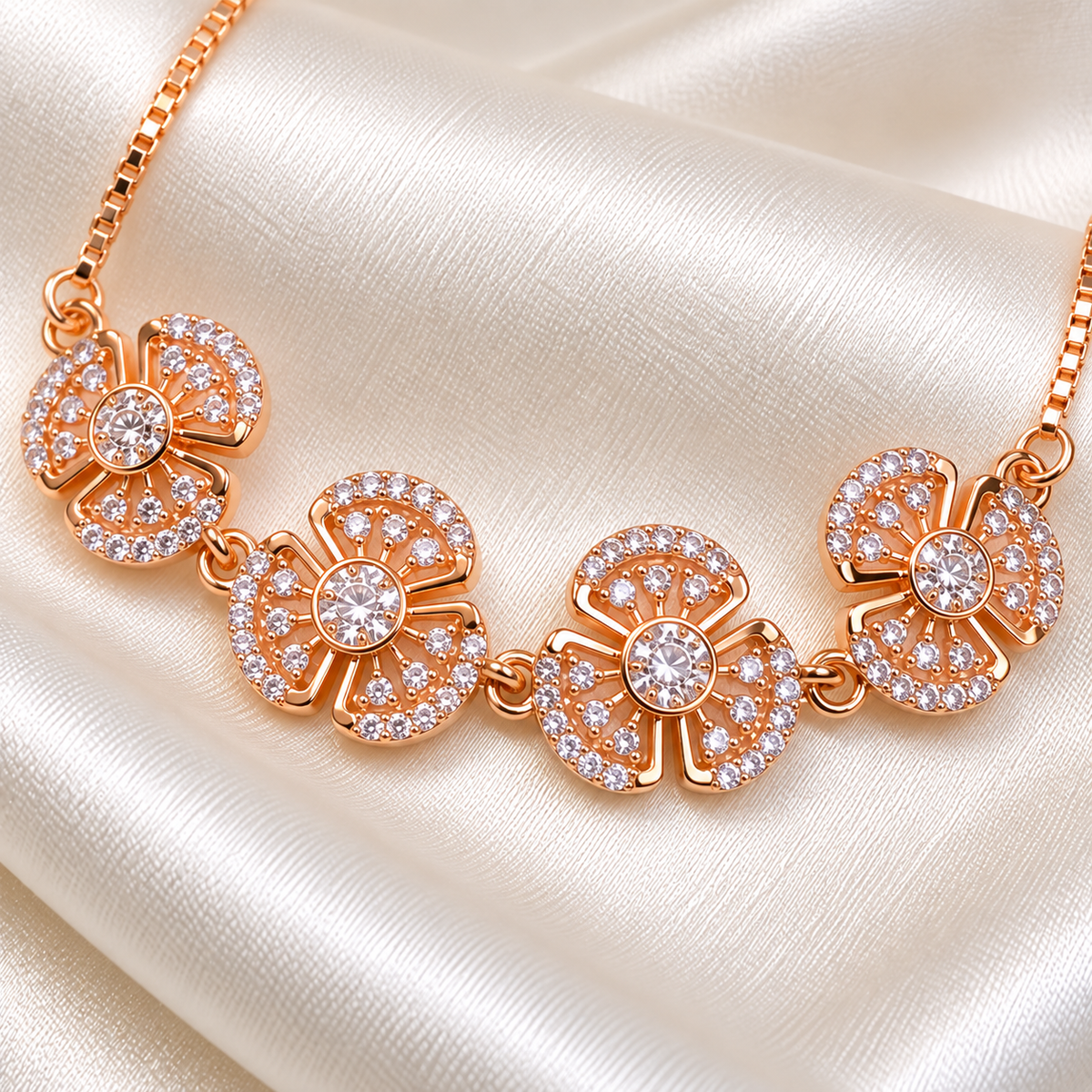 Rose Gold Poppy American Diamond Slider Bracelet
