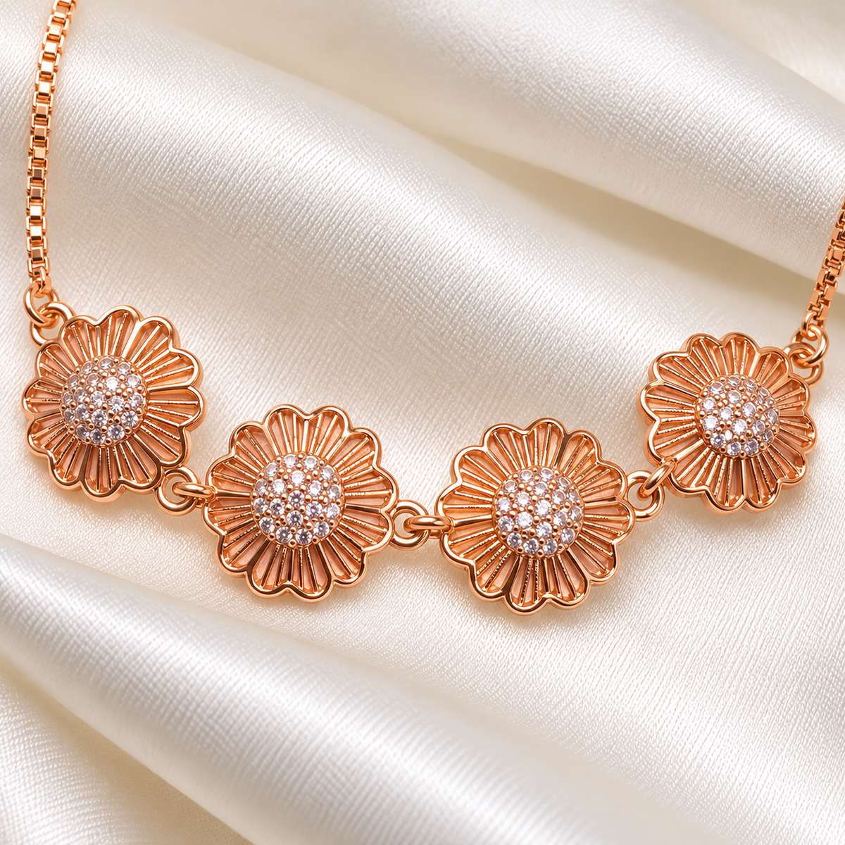 Chicory Rose Gold American Diamond Slider Bracelet