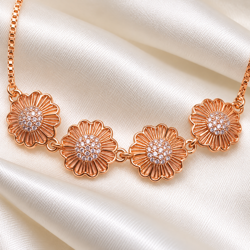 Chicory Rose Gold American Diamond Slider Bracelet